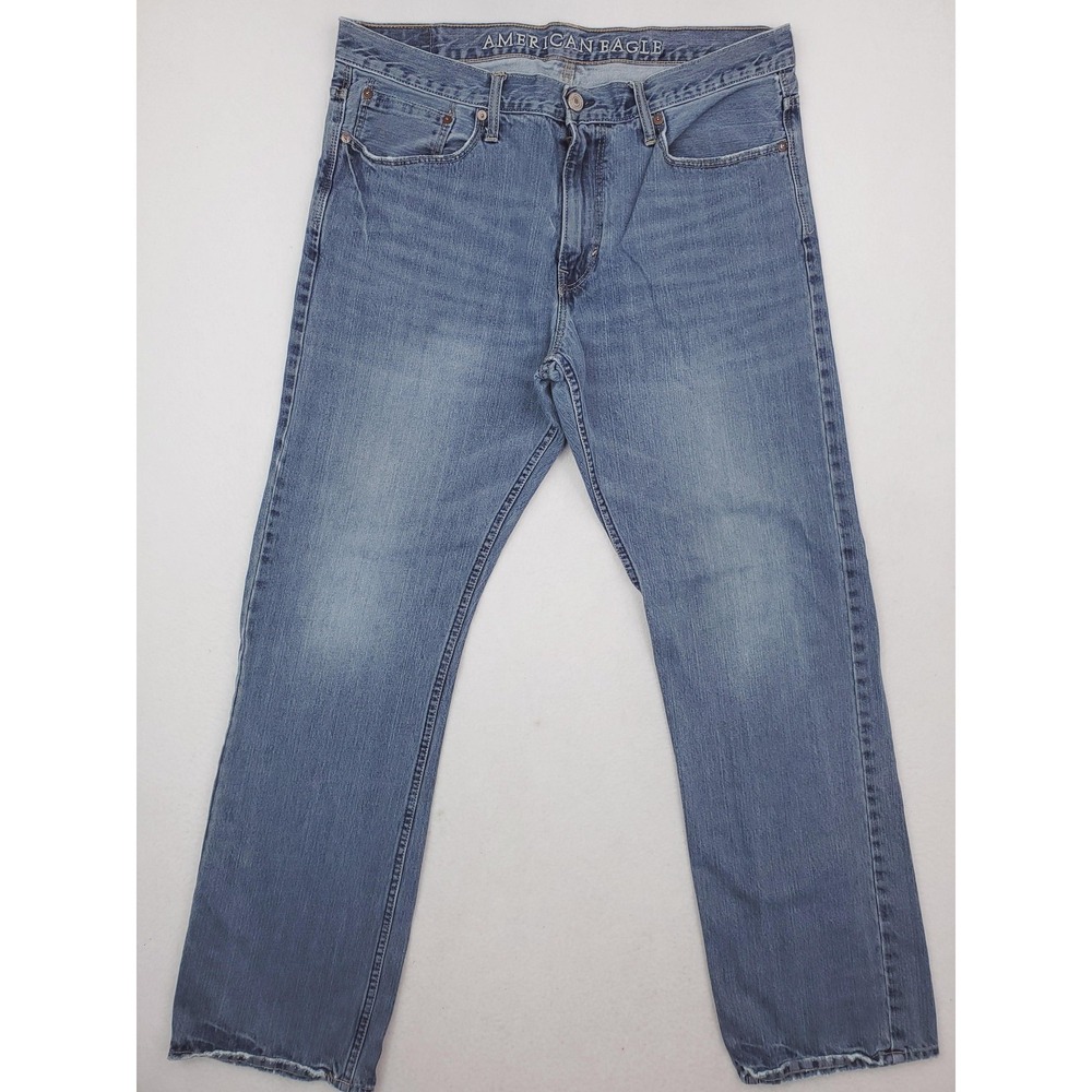 American Eagle Jeans Mens 36x34 Blue Relaxed Straight Denim Pants Medium Wash